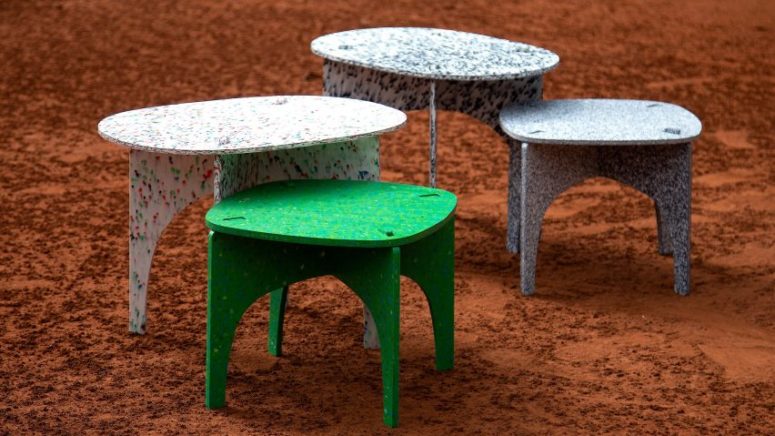 This furniture series is made using recycled plastic bottles, which makes it super green