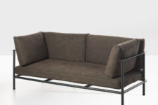 02 Elodie is a comfortable modern sofa, which comprises a metal frame and some soft cushions