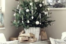 small christmas tree with tiny ornaments