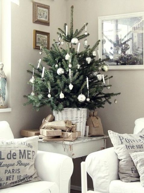 a small tree requires small-scaled ornaments, which won't take much space and will look appropriate