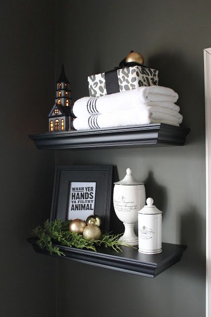 go for some chic displays on the shelves, next to your towels, they won't take too much space