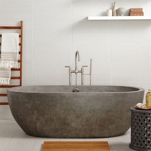 a concrete bathtub is an interesting idea to add texture and a modern feel to your modern bathroom