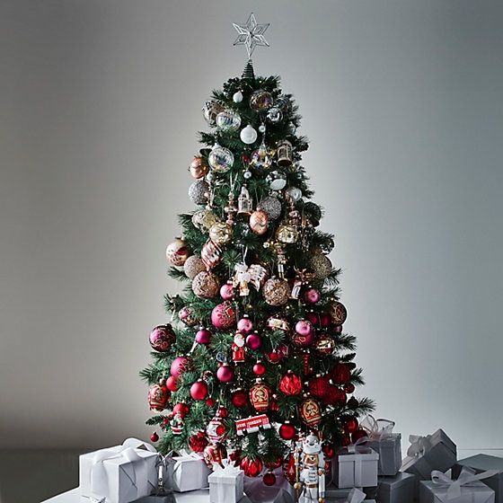 a bright Christmas tree with an ombre effect from white and silver to pink and red, metallic and colors always work well