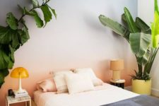 09 a bright gradient wall from blue to orange will immediately make your guest room bright and inviting