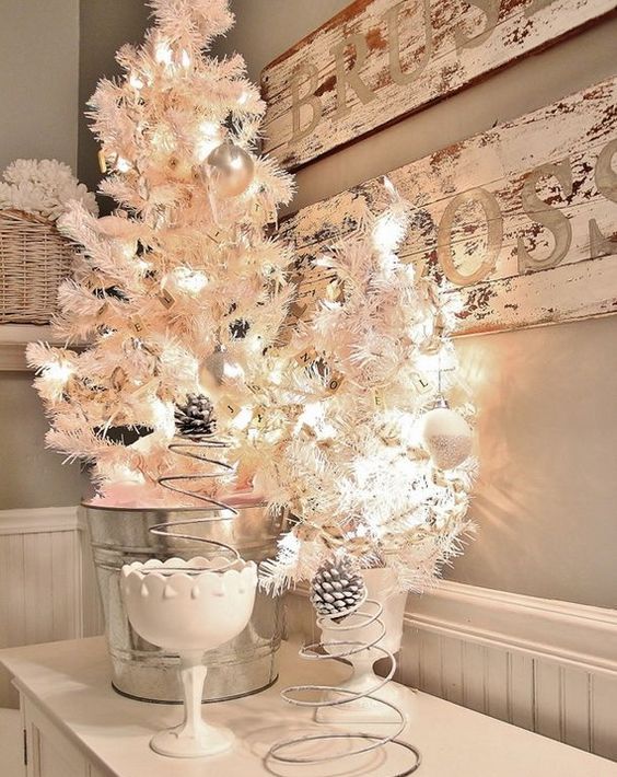 if you have a neutral space, go for silver and white with lights to continue the decor theme
