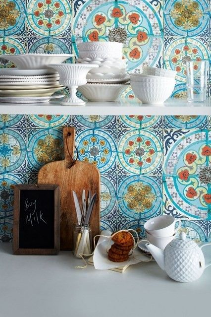 blue mosaic tiles on your backsplash make your kitchen really Mediterranean