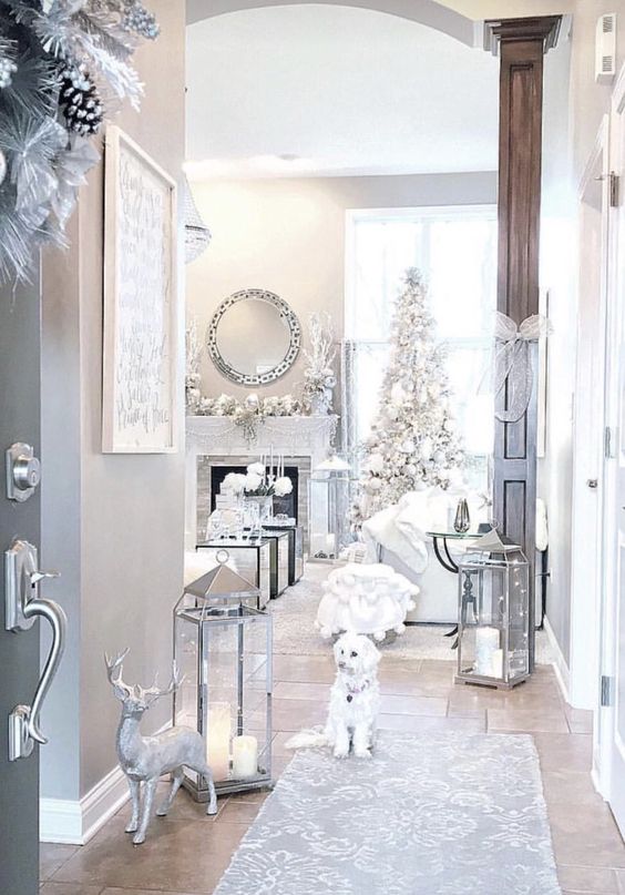 if you have home decorated with whites and silver, keep the theme up choosing the same decor