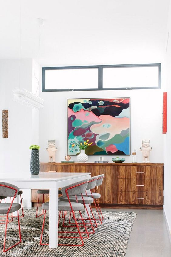 a bold and colorful artwork can be a nice focal point for your eclectic space