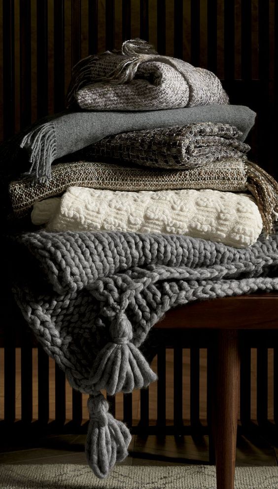 if you feel like crafting, DIY some cozy fabric, crochet and knit throws for your hygge holidays