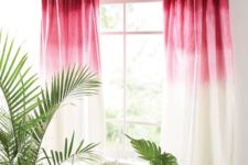 24 ombre curtains from deep red to pink and white is a cool color touch that can be DIYed