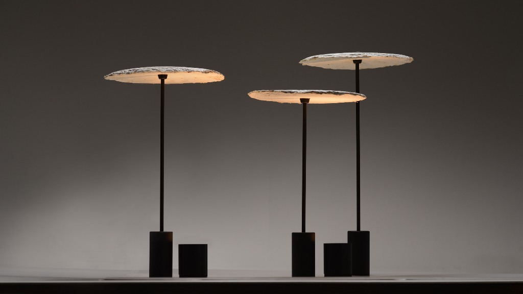 These lamps are inspired by fungi and are produced using mycelium as a material