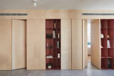 functional room divider with lots of storage space