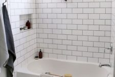 02 white tiles – subway ones on the walls and hex penny tiles on the floor for a soothing and calming look