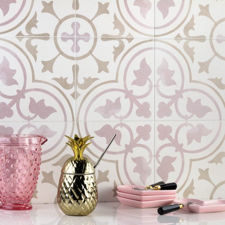 Bella features a floral and petal pattern in pink and is great for girlish spaces