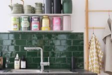 04 dark green tiles may refresh and update your neutral kitchen look or add color to a moody space