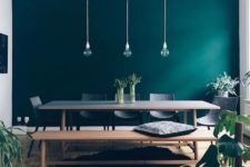 06 a dark green statement wall is a cool idea to update your dining room done in neutrals