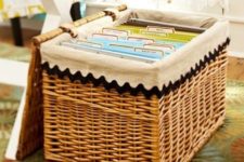 09 if you don’t have many papers, take a comfy basket and fill it with your filing system then closing it