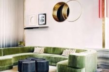 12 this green sofa makes a statement not only with texture but also with its color and unique shape
