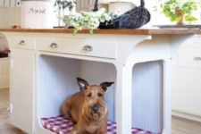 16 a kitchen island with a dog bed that is built-in is a cool way to let your pet be around without preventing you from cooking