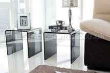 17 a pair of smoked glass side tables is a bold idea for every modern living room