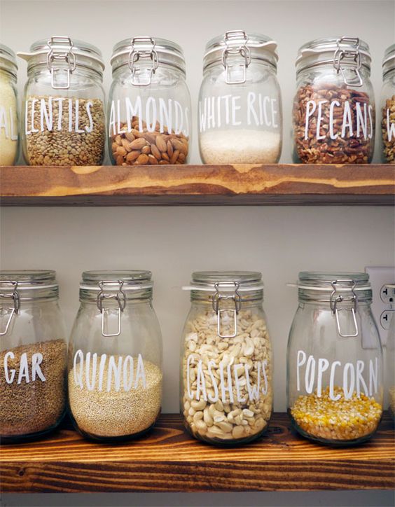such stylish large jars for storage can be labeled just using a usual sharpie