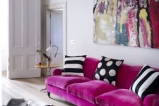 19 a hot pink velvet sofa is a bright colorful statement for every living room
