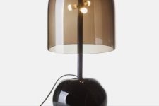 19 a stylish and bold modern table lamp with a black glass base and a smoked glass lampshade for a contemporary space
