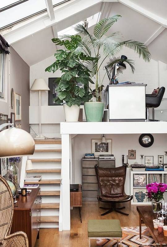 potted plants and rugs help creating a cozy feel in the space and make it welcoming