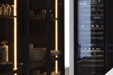 21 lit up smoke glass kitchen cabinets are ideal for masculine or minimalist spaces and look edgy
