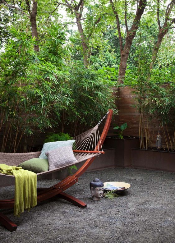 hang a hammock outside to create a very relaxing and welcoming space