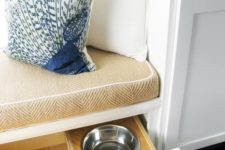 24 an upholstered kitchen windowsill bench can contain drawers with your pets’ bowls