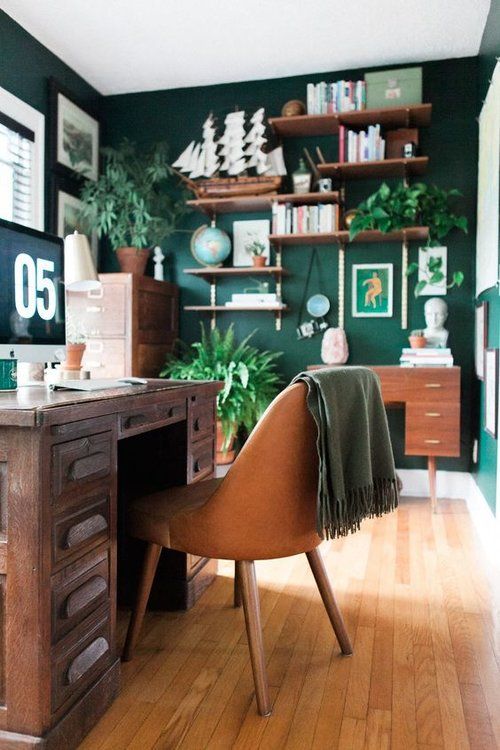 go green to feel like outside still being inside, it's a gorgeous idea for every space, not only a home office