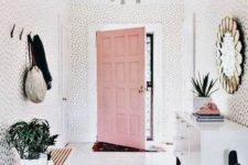 05 a whole entryway done with whisy spotted wallpaper is a very fun and playful idea