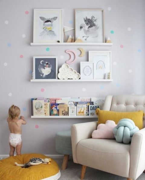 spruce up a wall with colorful decals that match the nursery's accessories in color