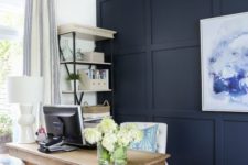 06 navy paneling is a statement idea thanks to its color and it brings texture to the space