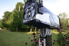 08 Darth Vader-inspired mailbox with a lightsaber is a fantastic mailbox idea for a geek – so enjoyable