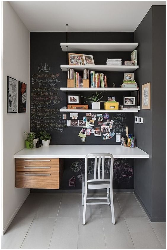 chalkboard walls can be used for leaving notes with chalk - it's a bold and functional idea