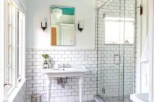 10 a neutral bathroom spruced up with a bold aqua-colored ceiling that brings color and makes the space non-boring