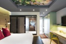15 a bedroom with a gorgeous realistic floral ceiling that adds romance and a refined touch to the modern space