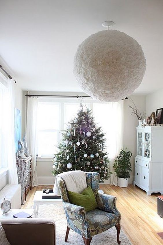 a fluffy and soft IKEA Regolit lampshade hack for a cozy winter space - it will remind you of snow