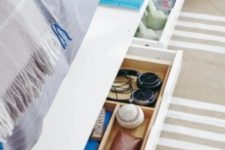 15 place an Ekby Alex shelf on casters and roll it under the bed to use for storage