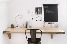 17 a living edge wall-mounted wooden desk is a smart idea to save some space