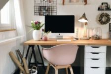 17 a modern and comfy desk made of an IKEA Alex unit, black trestle legs and a wooden tabletop is a cool idea