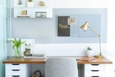 a stylish home office designed with a hacked ikea desk