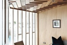 19 a dimensional wood clad ceiling with a chevron pattern is a bold idea with a modern feel – geometry is very edgy