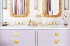 19 a lilac and gold double vanity is an amazing and trendy piece for a bathroom with a special color