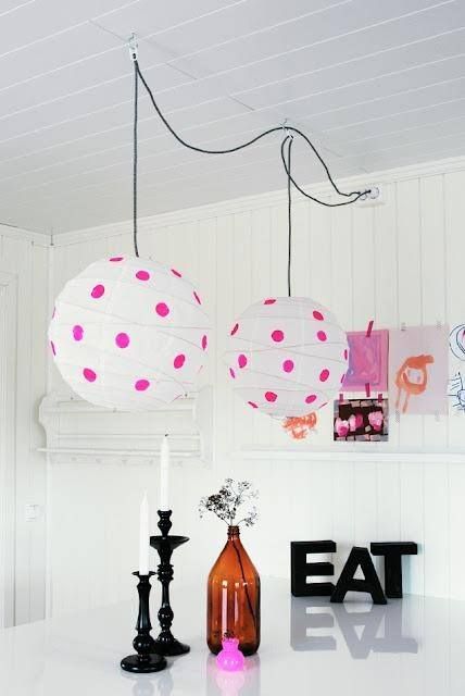 add a fun and playful touch to your space with Regolit lampshades spruced up with colorful polka dots