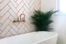 20 spruce up the chevron pattern with red grout and make your fixtures red to keep the theme