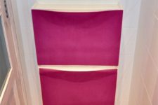 21 an IKEA Trones cabinet spruce up with hot pink fabric is a stylish idea to go for