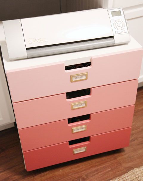 a comfy storage unit for a home office made of an Alex drawer piece with an ombre effect and bookplates